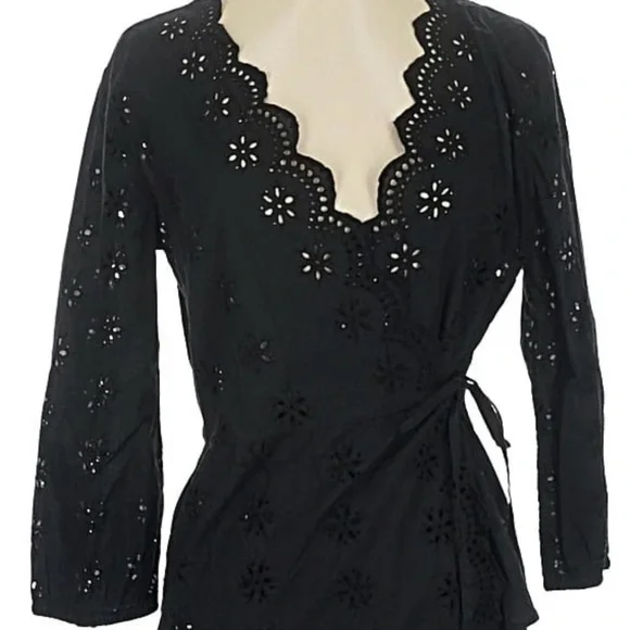Madewell Black Eyelet Top - Picture 1 of 4